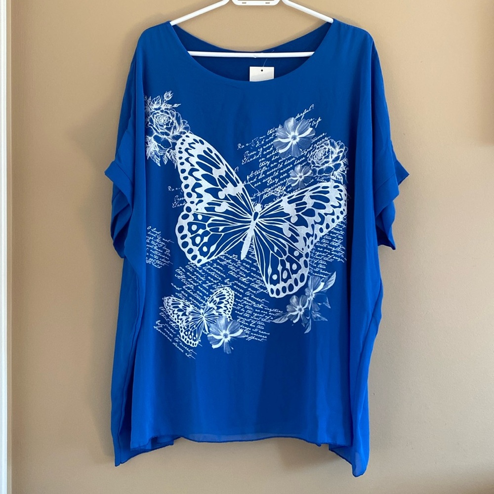 NWT Made In Italy Butterfly Flowy Top / Tunic